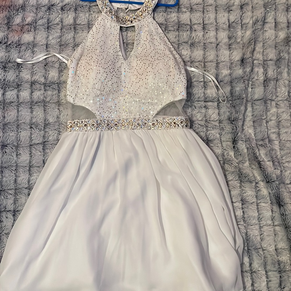 B Darlin white with gold and silver gems size 7/8